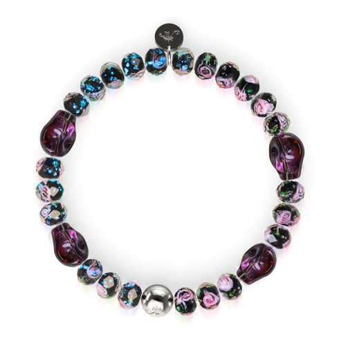 Midnight Blossom | Firefly Glass Diamonds Skull Bracelet